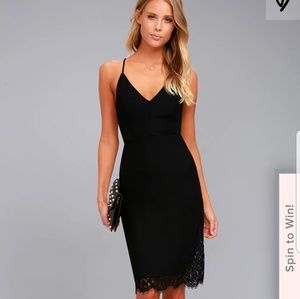 Lulu's Only Want You Black Lace Bodycon Midi Dress